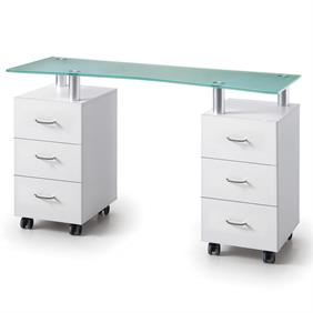 GLASS MANICURE TABLE 2 DRAWERS