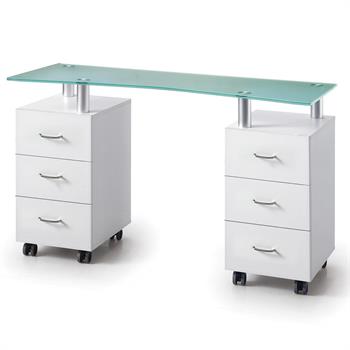 GLASS MANICURE TABLE 2 DRAWERS